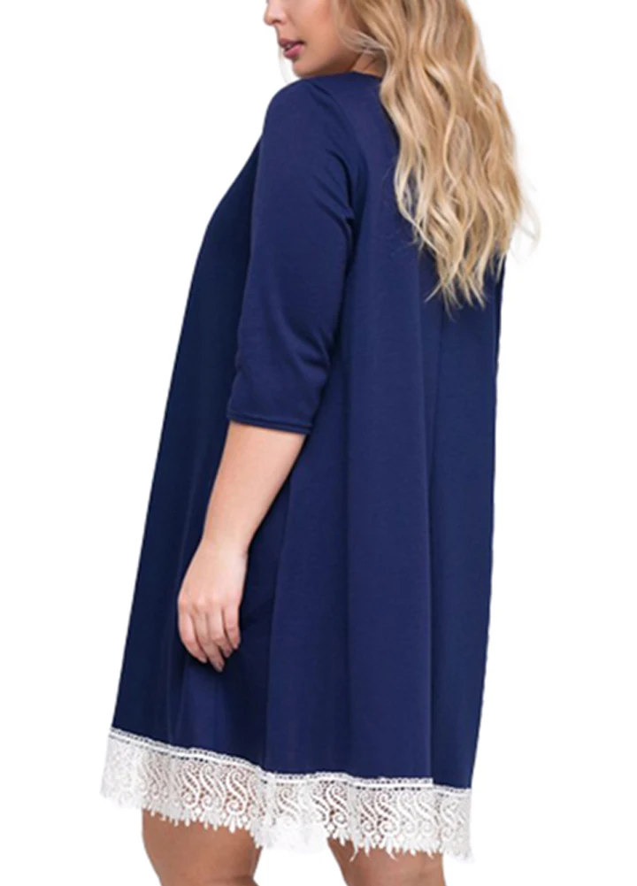 Romacci плюс платья для женщин 4xl 5xl 6xl кружевное платье с О образным вырезом и 3/4