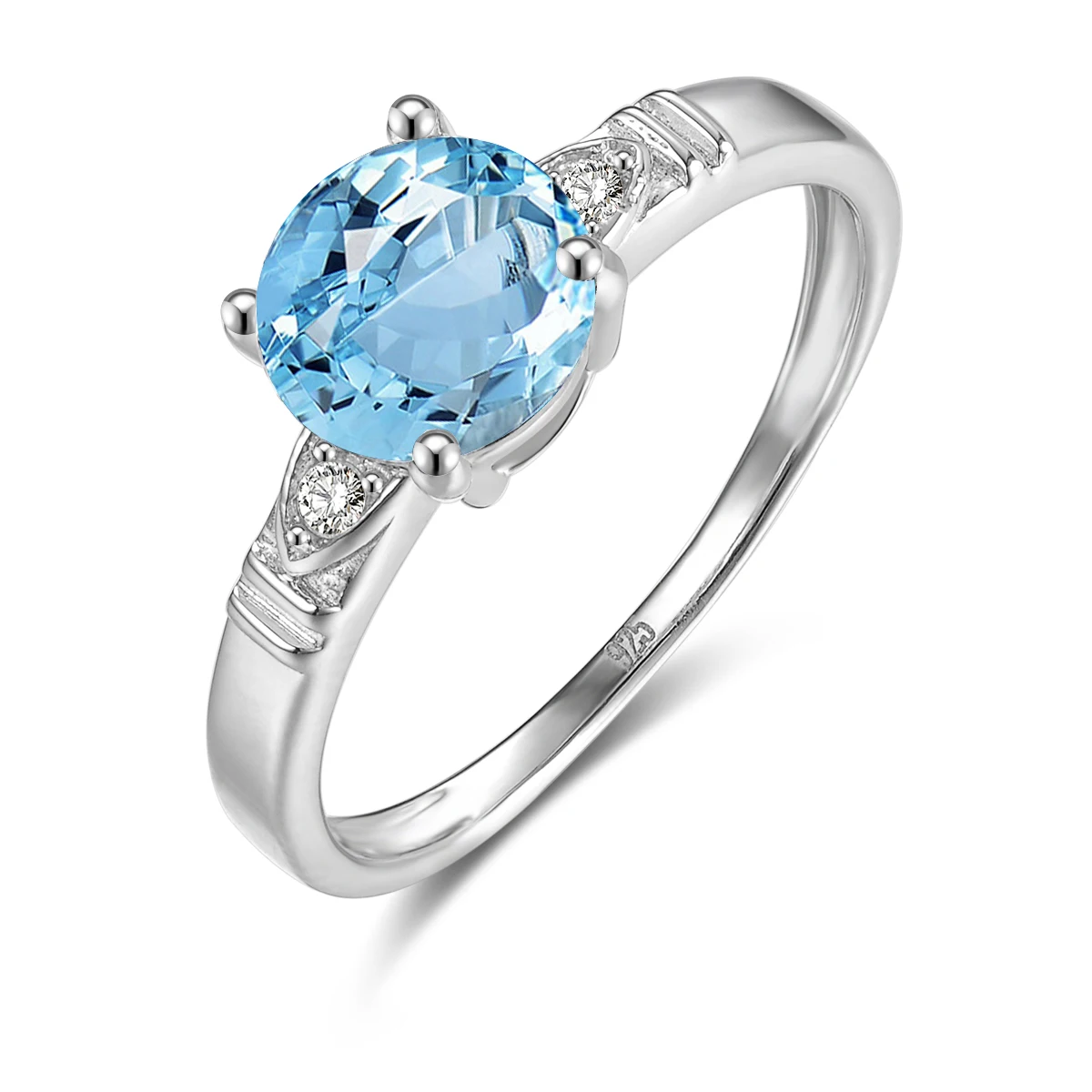 QYI S925 Silver Natural Sky Blue Topaz Rings For Women Classic 1.25 ct Round Cut Gemstone Ring Engagement Wedding Fine Jewelry | Украшения