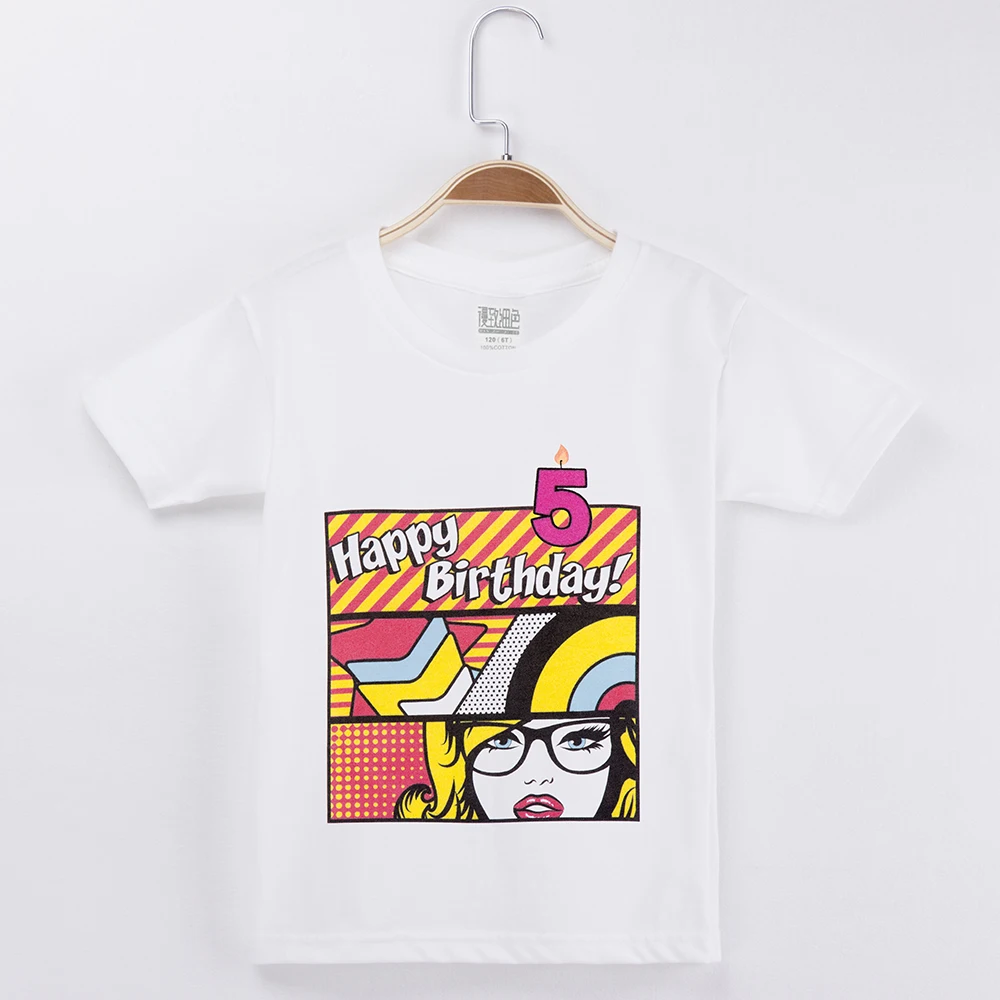 

Birthday T Shirt Design For Kids Cute And Pretty Cartoon Girls 100% Cotton Children Clothing Girl tops Fashion 2019 Baby Clothes