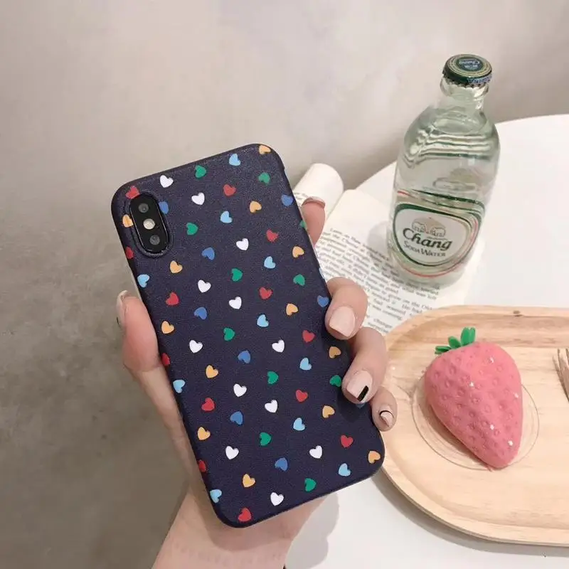 Модный окрашенный love shape мягкий Tpu чехол для телефона iphone Xs Max Xr x ударопрочный 6 6s