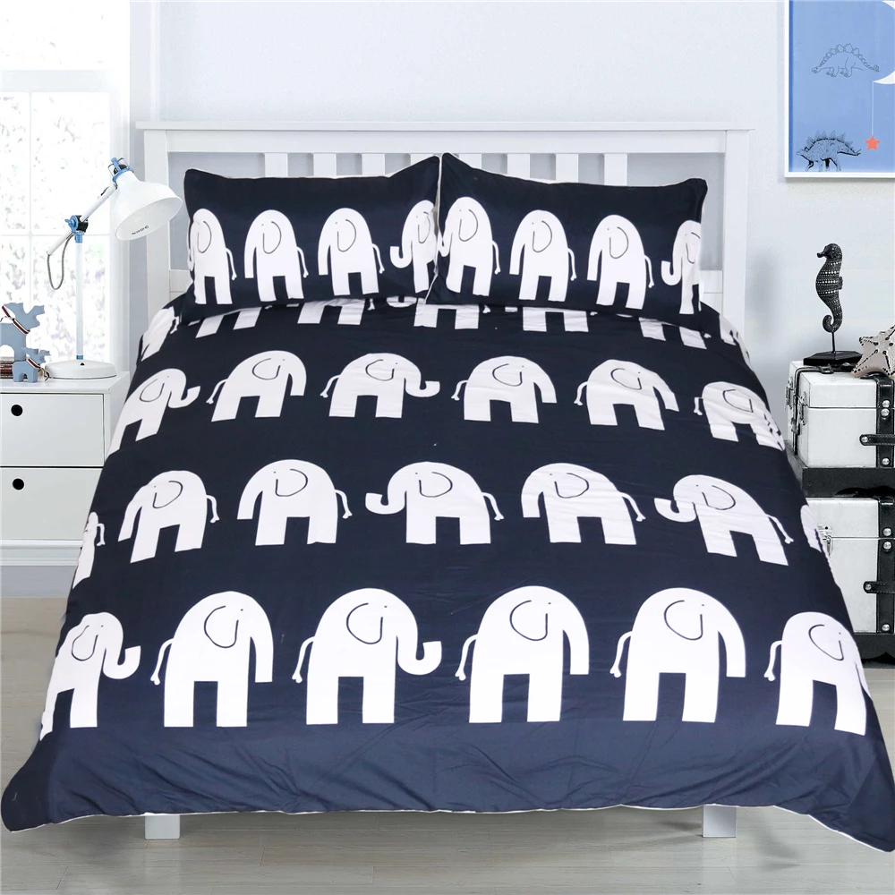 

Free shipping animal elephant&panda bedding set 1pc duvet cover&2pcs pillow cases twin full queen king size home textile