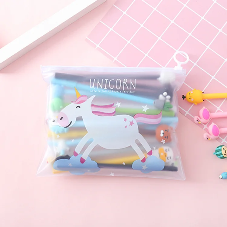 10 20 шт./компл. милый мультфильм стоимость пакет ручка с колпачком Kawaii 0,5 мм черные чернила ручки офисные школьные принадлежности гелевые ручки материал Escolar - Цвет: 10