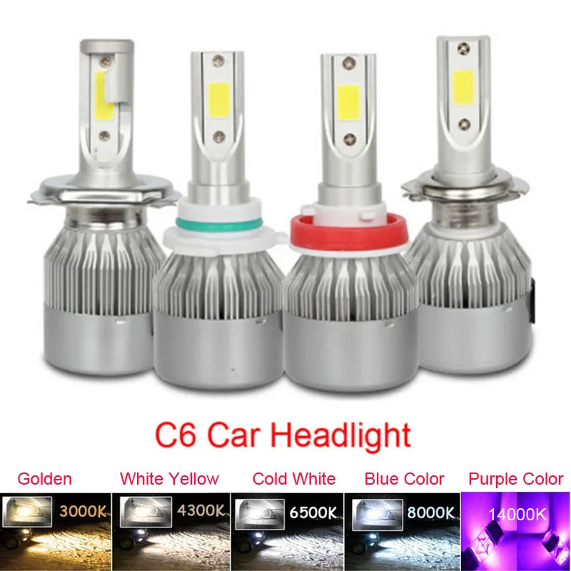 

Auto Car H8 H3 H11 H7 H4 H1 LED Headlights 8000K 6000K 4300K 3000K 14000K Purple 72W 8000LM Bulbs Diodes Automobiles Parts Lamp