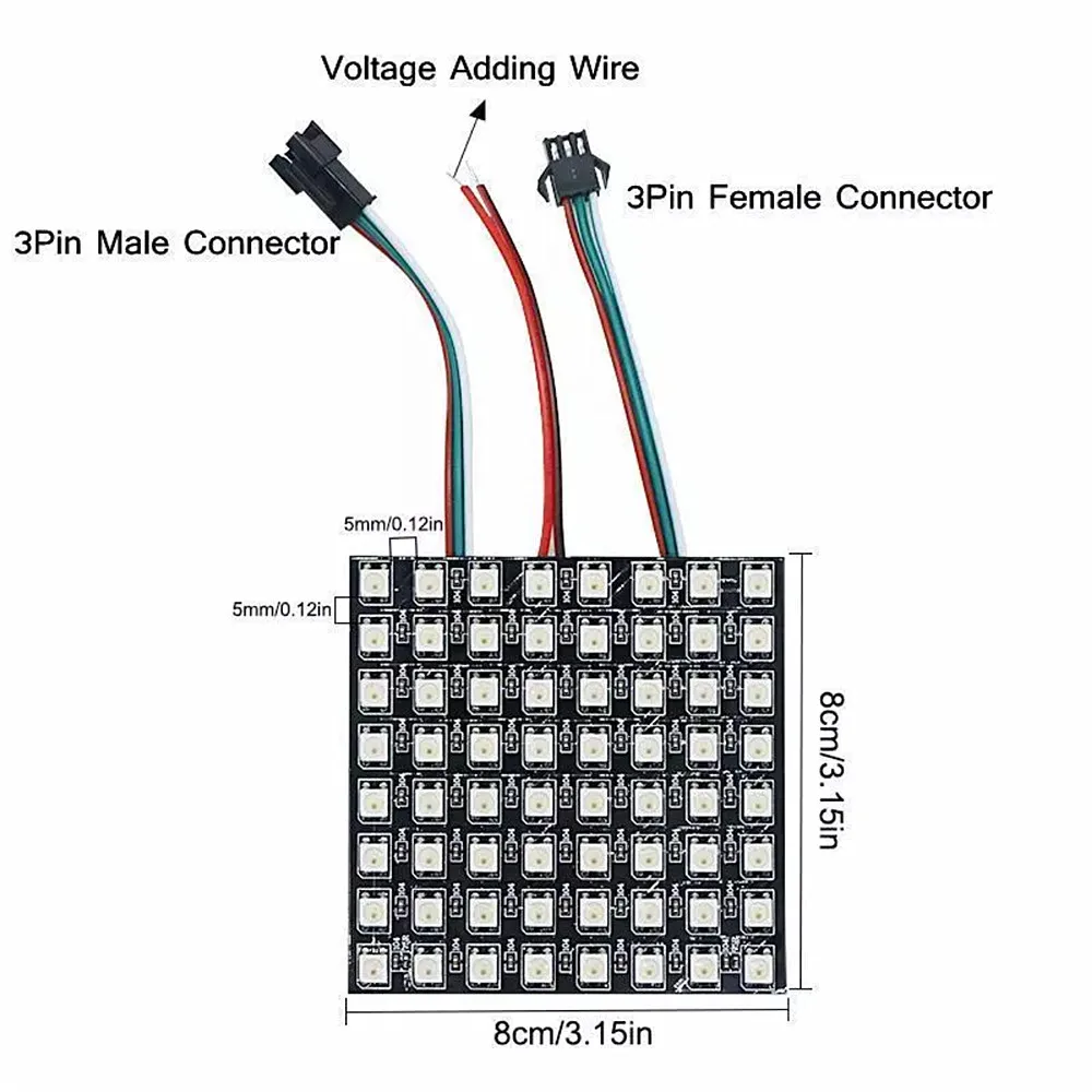 WS2812b 5050 RGB Светодиодная панель чип 8x 8/8x3 2/16x16 пикселей WS2812 полноцветный