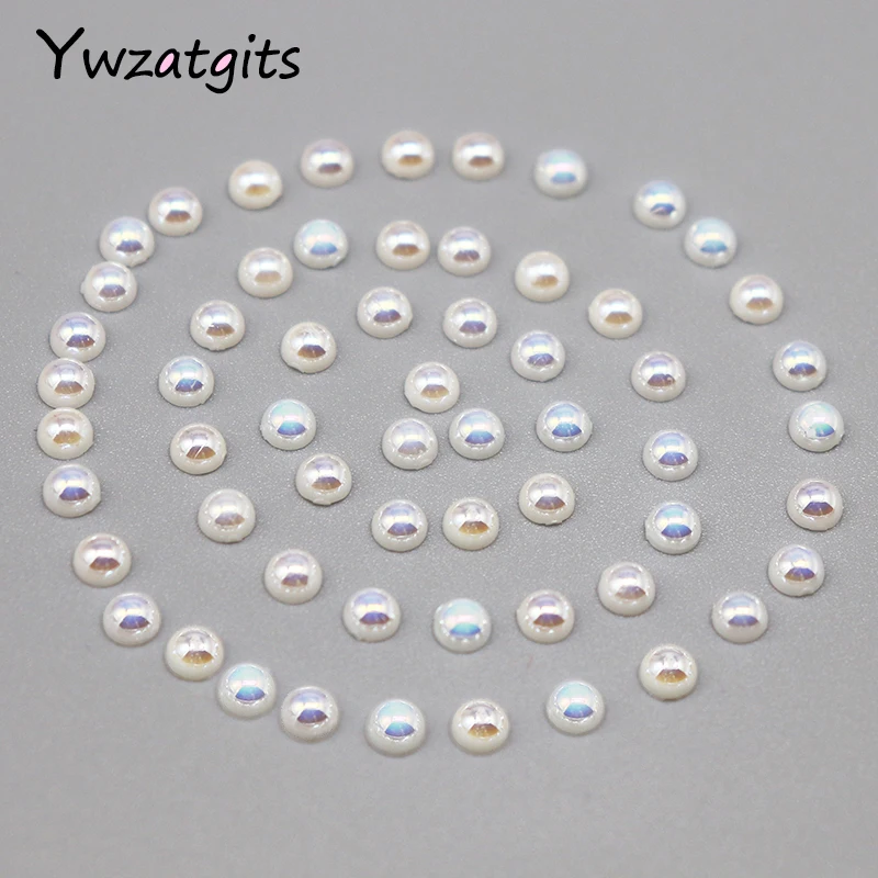 Ywzatgits 1 кор./лот(620 шт./лот) AB Цвет смешанные размеры 2/3/4 мм полукруглый ABS Flatback, плоские с одной стороны перламутровые Стразы для ногтей материалы для одежды YF10