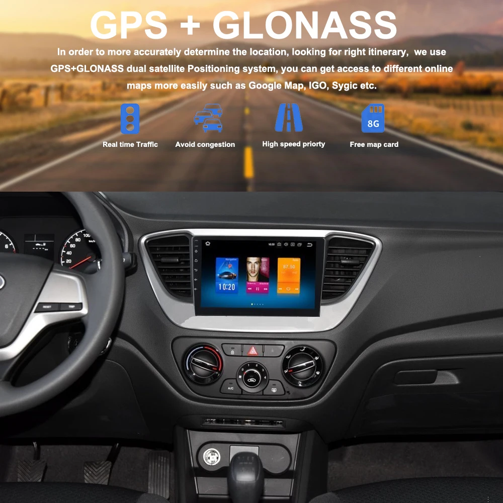 Автомагнитола Din с радио Android GPS для Hyundai Solaris 2017 2018 verna I25 4 Гб + 32 ГБ 8 ядер головное
