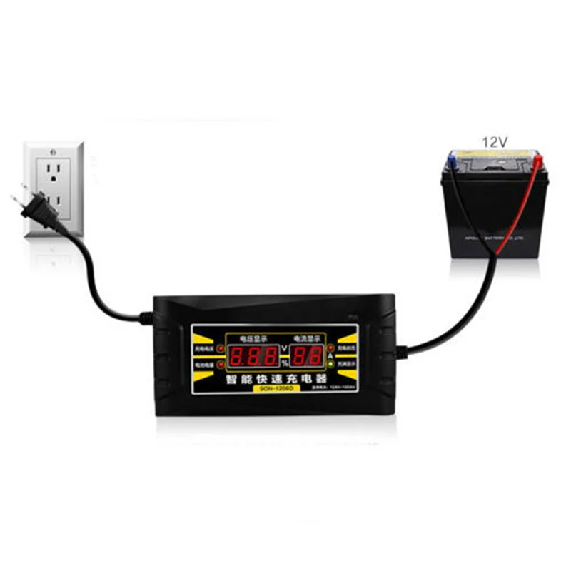 12V 6A Intelligent Full Automatic Auto Smart Fast Power Charging For Wet Dry LCD Display US Plug Car Battery Charger | Автомобили и