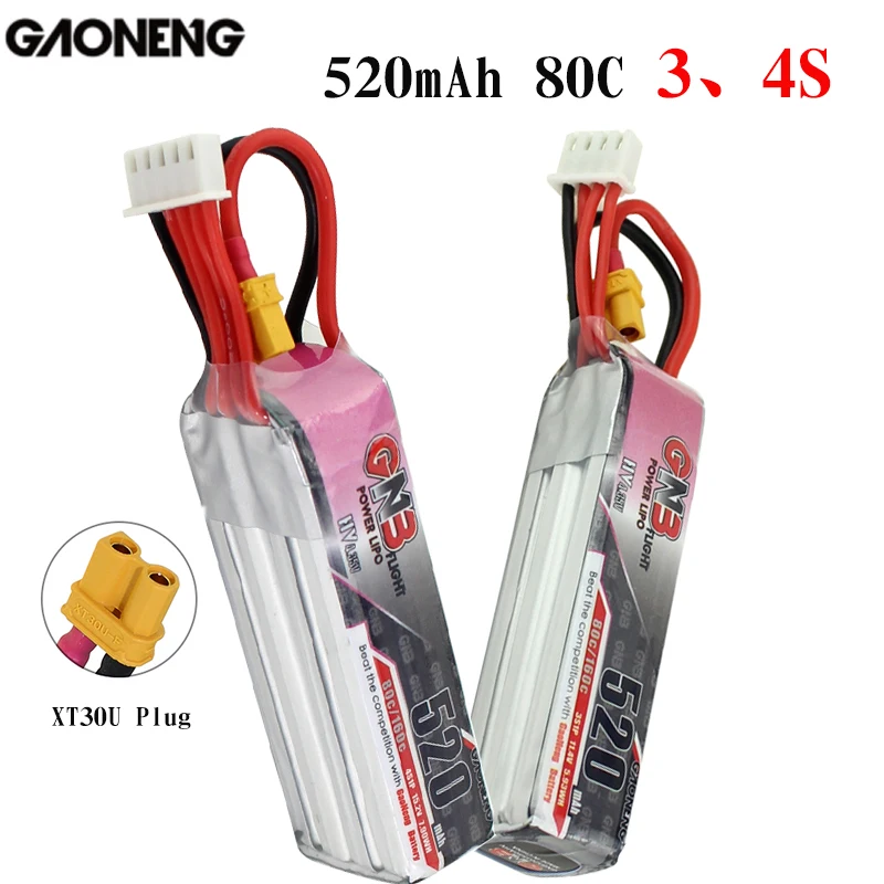 2 шт. Gaoneng GNB 520 мАч 3S/4S 11 4 в/15 в HV Lipo Battery XT30 Plug для Beta75X RC Drone FPV Racing|Детали и аксессуары|