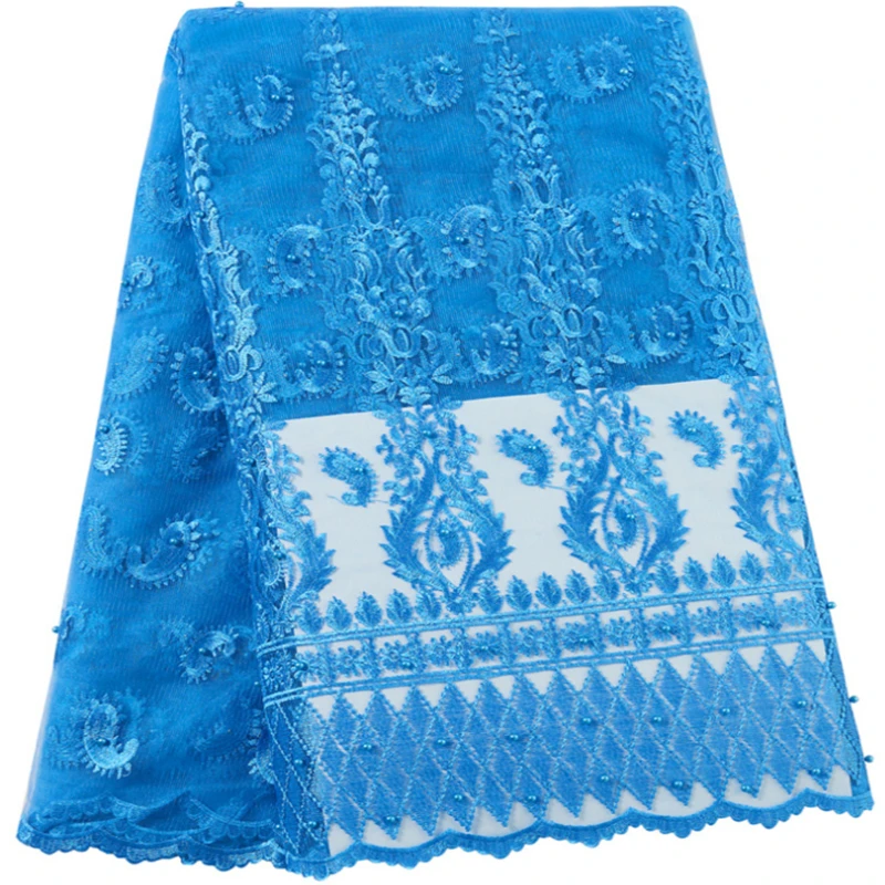 5 ярдов/партия! Африканская кружевная ткань нигерийская с бусинами африканская