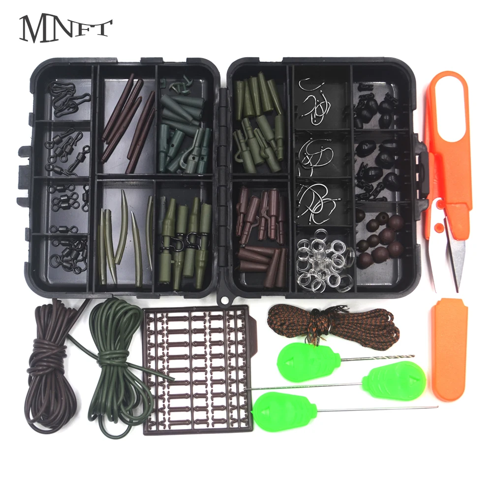 MNFT 1Set Carp Fishing Accessories Kit Hook/Swivels/Scissors/Rigging/Anti-tangle Sleeves/ Boilie Hair Rigs/Beads Terminal Tackle