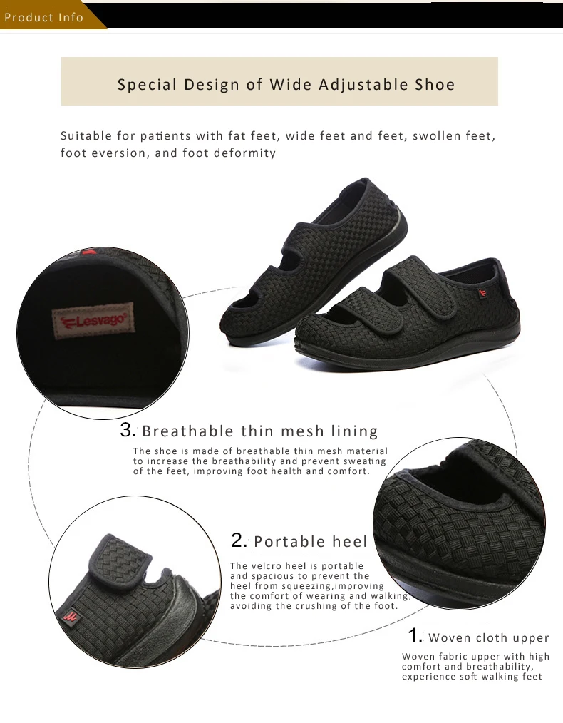 Women's Extra Wide Width Adjustable Slippers Diabetic Edema Slippers Swollen Feet Walking Shoes Indoor Outdoor Orthopedic Sandal