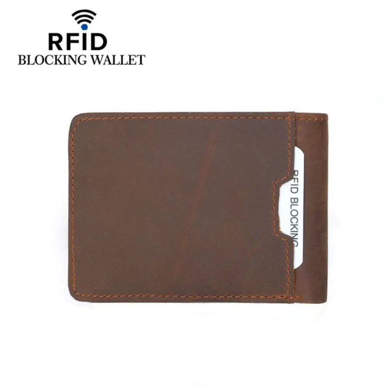 Rfid 100% натуральная кожа зажим для денег брендовый кошелек кожаный держатель Id