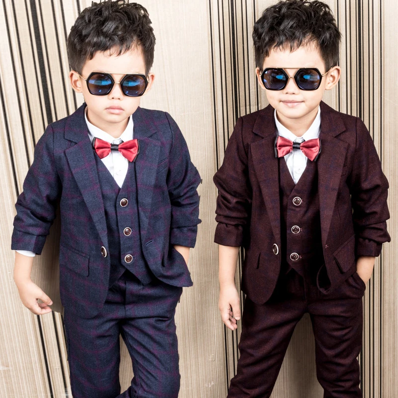 Свадебный костюм для мальчиков с цветочным принтом куртка жилет штаны школьная