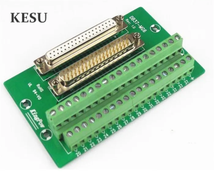 Модуль интерфейса для крепления на DIN-рейку DB37 D-Sub с кронштейном 37 контактов плата