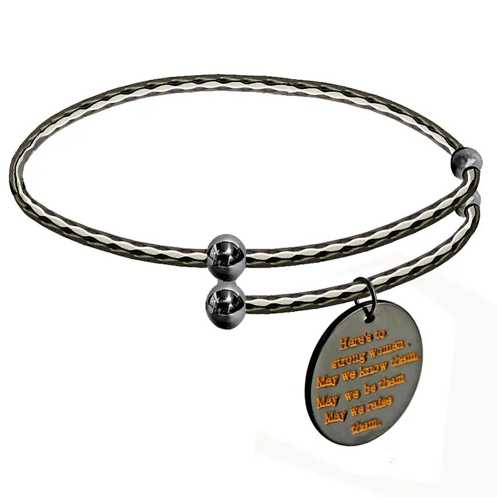 Here black Вдохновляющие браслеты Mum Charms серебряные регулируемые положительные цитаты браслеты с гравировкой для женщин расширяемые подарки на выпускной - Окраска металла: Here black