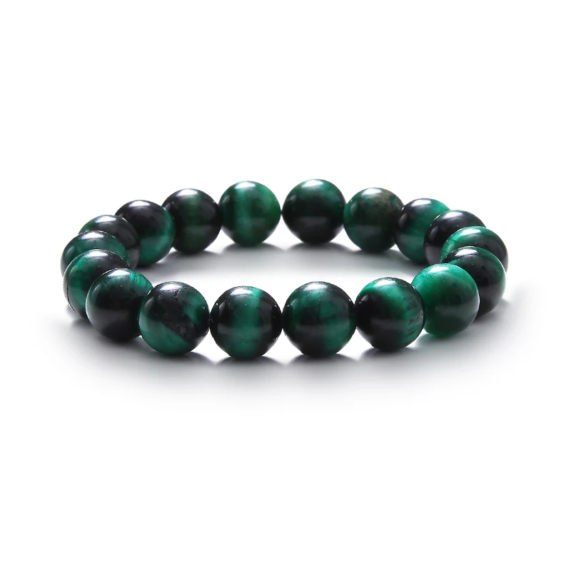 green tiger eye Натуральный разноцветный браслет из бисера с тигровым глазом 10 мм бусины 18 см Браслеты DIY ювелирные изделия для мужчин и женщин - Окраска металла: green tiger eye
