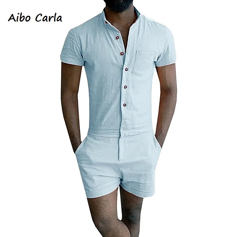Мужские короткий рукав комбинезон Повседневное короткие брюки карго Общая