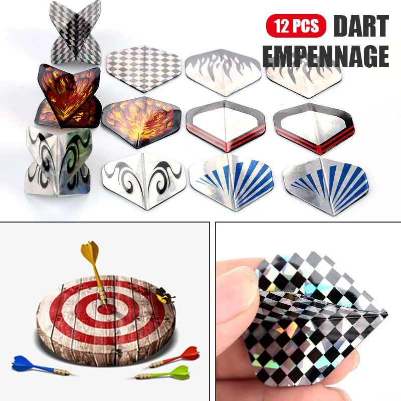 12pcs/Set Darts Tail PET Cool Standard Dart Flights Nice Flight Outdoor Wing Mixed Pattern dart empennage | Спорт и развлечения