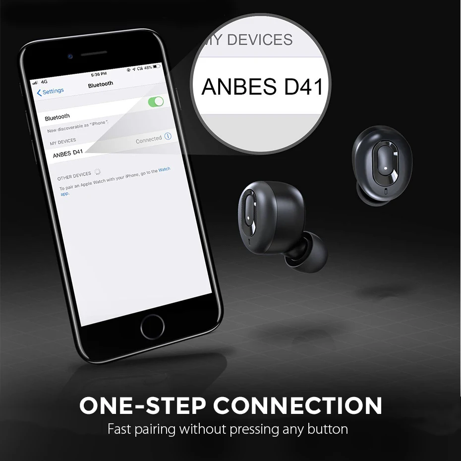 ANBES D41 наушники-вкладыши TWS Bluetooth наушники Беспроводной V5.0 гарнитура для samsung Iphone
