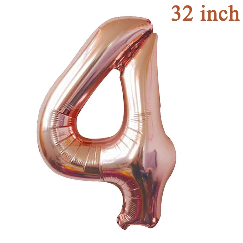 rose gold 4 32 дюйма количество Фольга шар для маленьких мальчиков и девочек с днем рождения мой первый 1st вечерние украшения для детей и взрослых Единорог поставки 2nd на возраст 3, 4, 5, 6, 7 - Цвет: rose gold 4