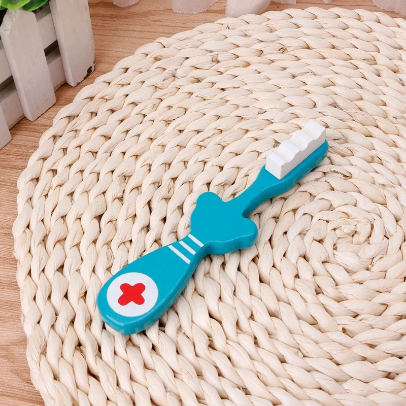 

6Pcs Baby Toys Doctor Set Play Wooden Dental Tools Simulation Medicine Box