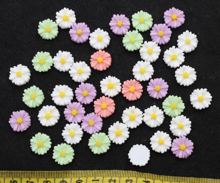 250 шт. decoden мини Маргаритка мумцветок смолы цветок кабошоны кабина 12 мм смешанных