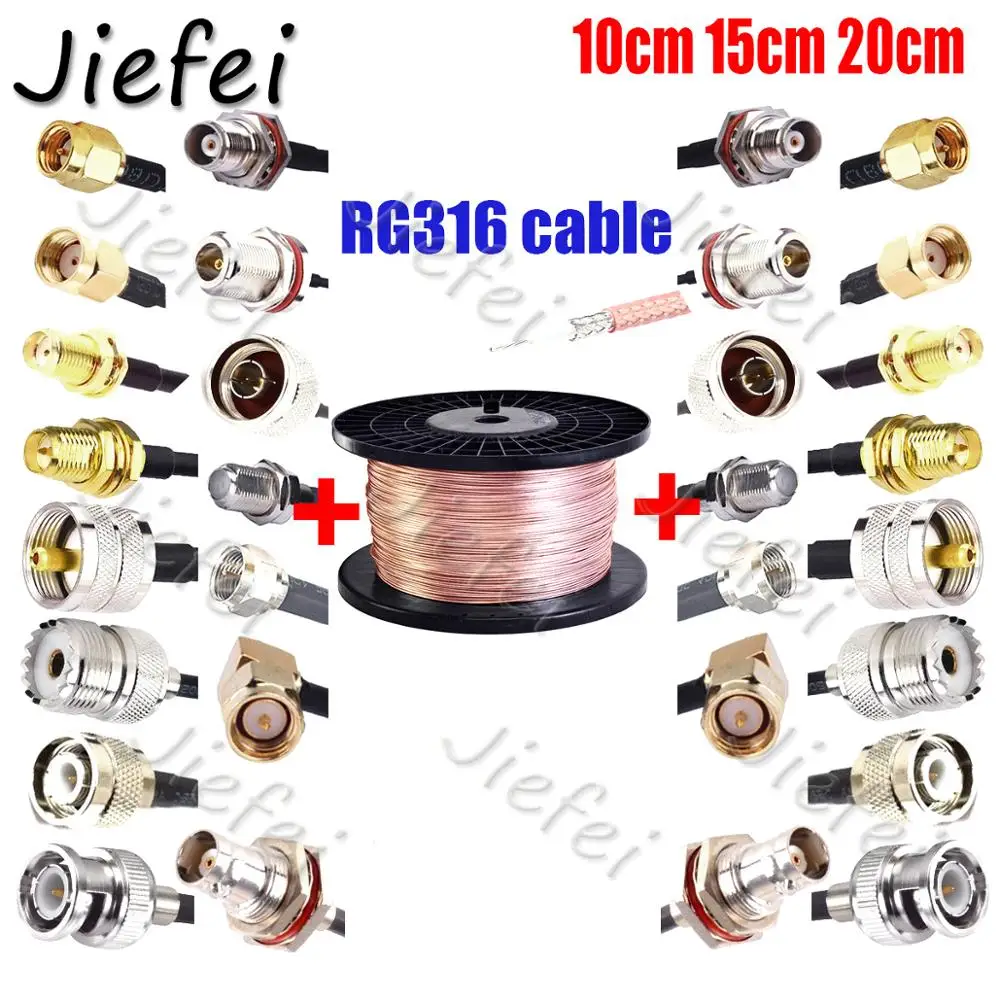 5pcs 15cm DIY (RP)SMA UHF TNC N F Male/Female adapter connector for RG316 cable to (RP)SMA UHF TNC N F Male/Female adapter 10cm