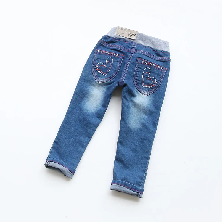 Новое поступление джинсы для маленьких девочек с эластичной талией и вышивкой