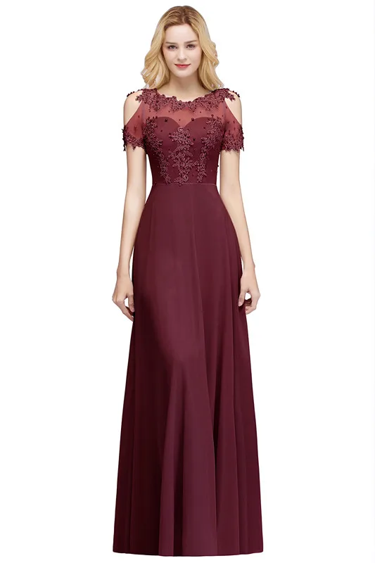 Элегантное кружевное длинное платье для выпускного вечера с жемчугом Vestido Longo, сексуальное прозрачное Тюлевое платье трапециевидной формы с коротким рукавом для выпускного вечера, Robe de Soiree - Цвет: burgundy