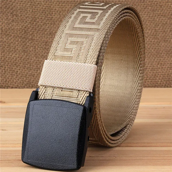 beige LannyQveen Мода Пластиковые Автоматический Пряжка нейлон ремень Мужской армии тактический ремень Для мужчин Военные Талии холст Ремни для Для мужчин - Цвет: beige
