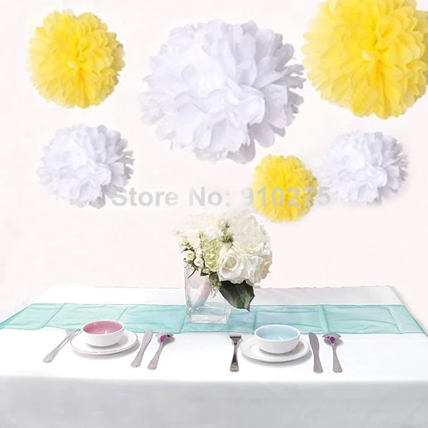 12 шт./лот смешанные размеры белая желтая папиросная бумага декоративные цветы