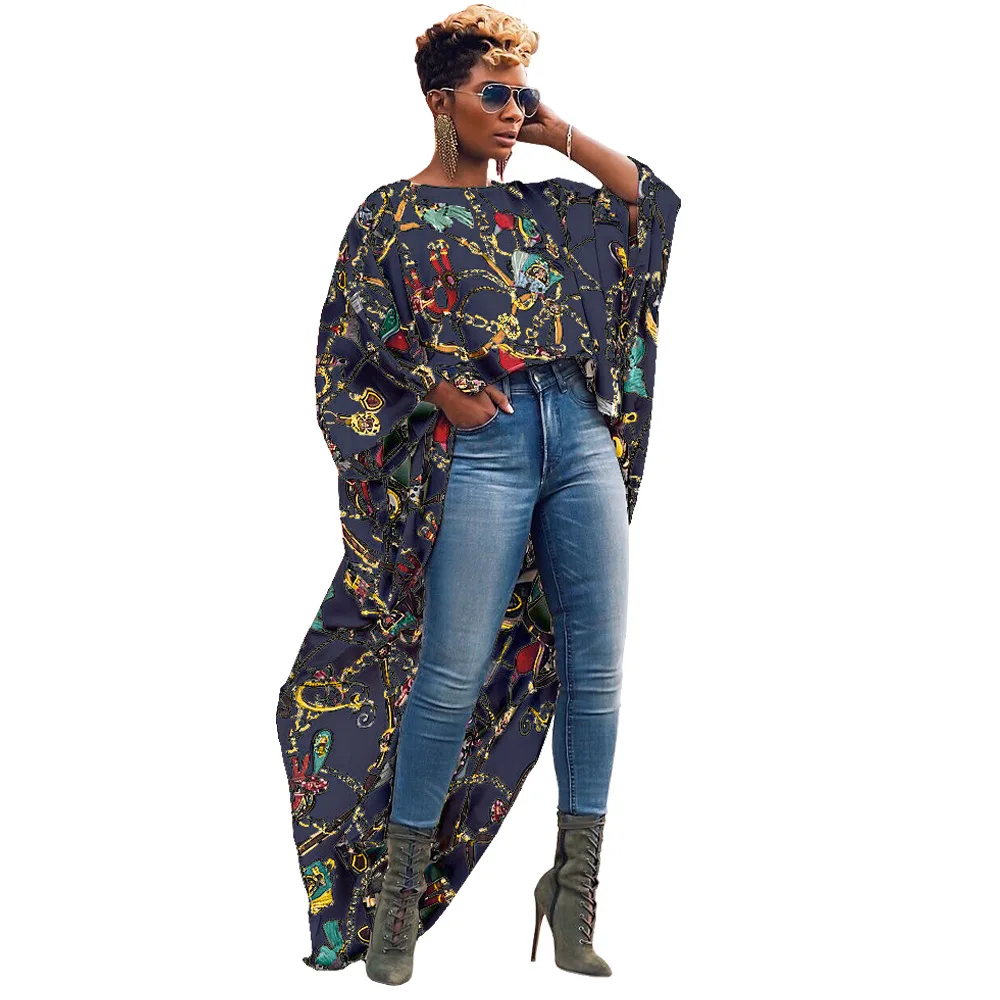 Женская винтажная блузка с круглым вырезом и длинным рукавом Асимметричный топ