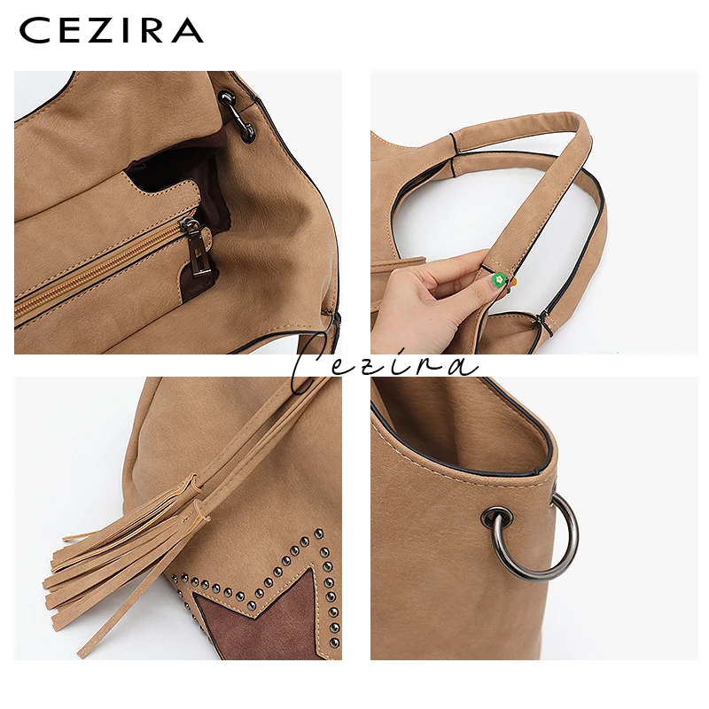 Большие Наплечные сумки CEZIRA женские хобо из искусственной кожи повседневные