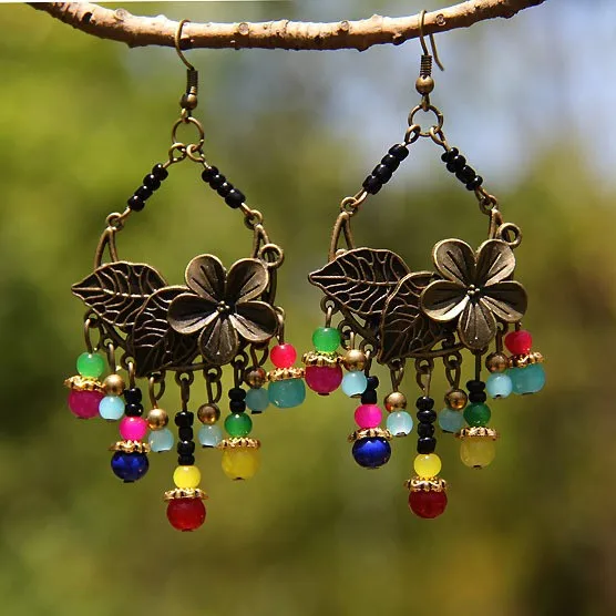 Бесплатная доставка элегантные серьги богатых в национальном стиле конфетных