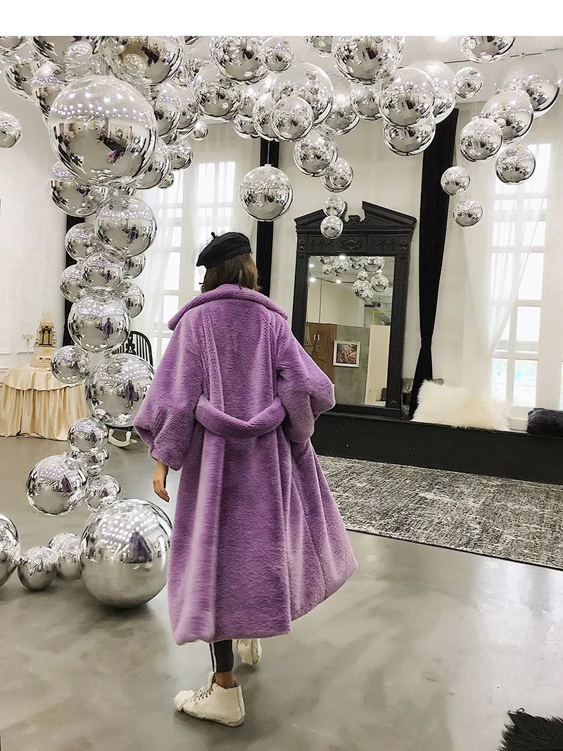 WHITNEY WANG осень зима мода уличная мягкая мохнатая шуба из искусственного меха женское стильное длинное плюшевое пальто Толстое Зимнее пальто
