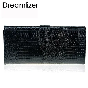 3 fold patent leather women wallet hasp crocodile female clutch purse brand leather money bag wallet women card holder free global shipping