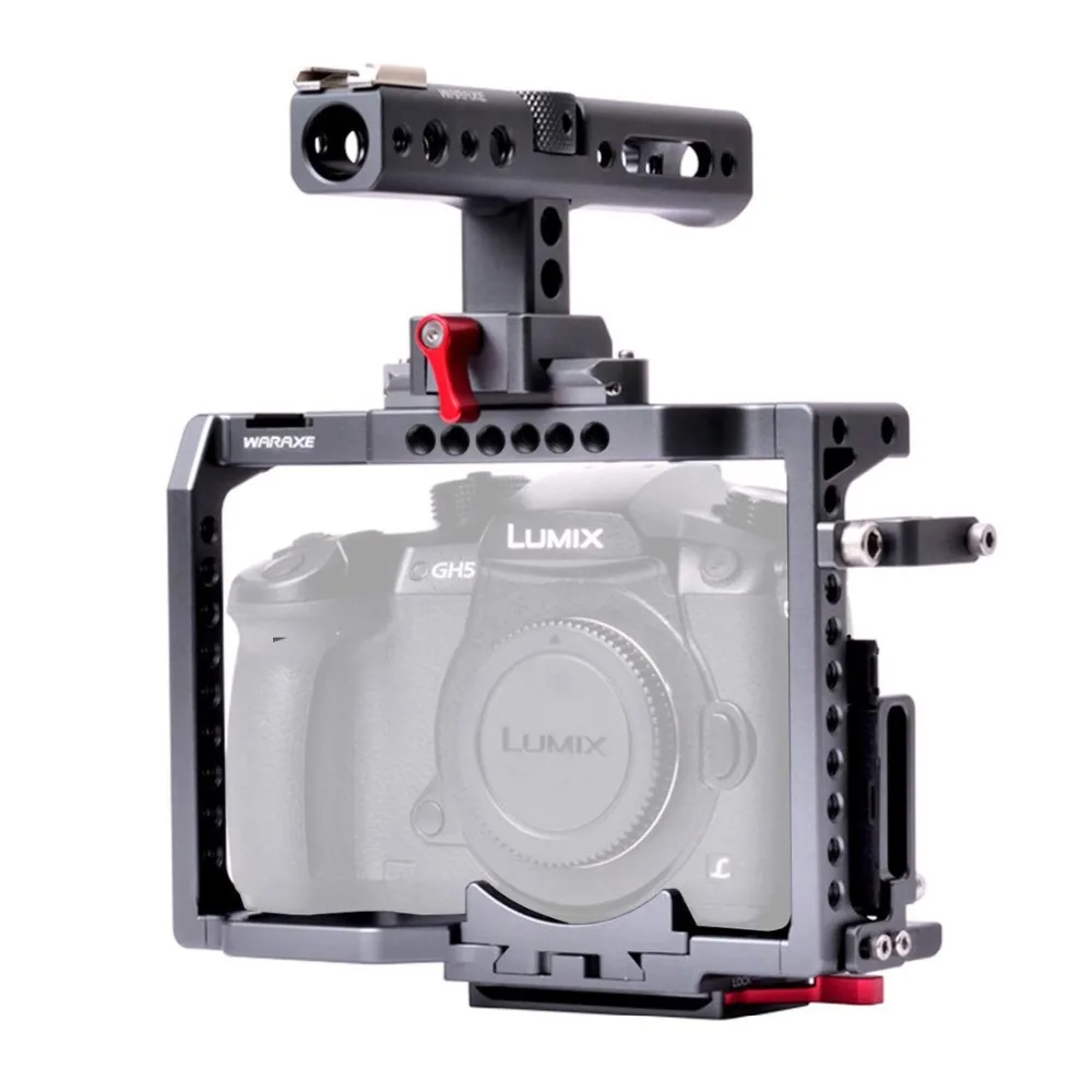 WARAXE GH5S видео Комплект камера клетка встроенный быстрый выпуск с ручкой NATO подходит Arca Swiss для Panasonic Lumix GH5 GH4 GH5S