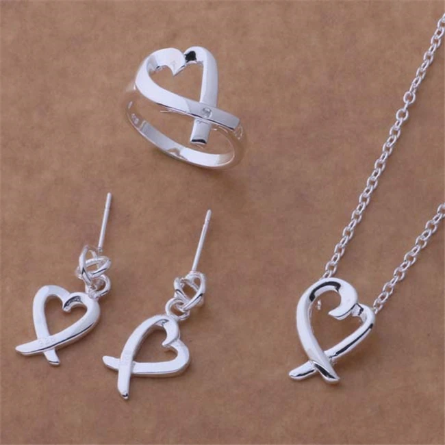 Комплект из колье и серёг с серебряным покрытием 164 + ожерелье | Украшения