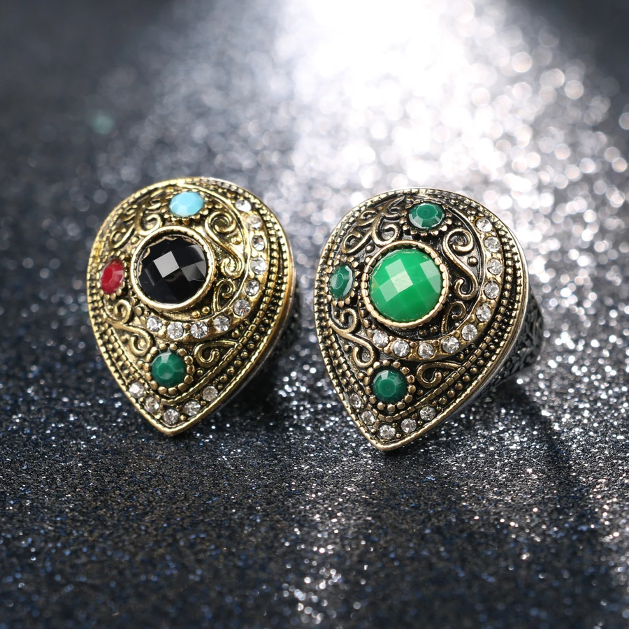 Из Индии большие кольца для женщин золотого цвета винтажные капли воды