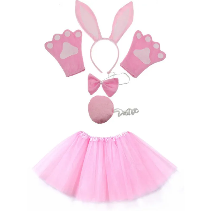 Длинная повязка на голову с заячьими ушками галстук бабочка хвост рукавицы лапы