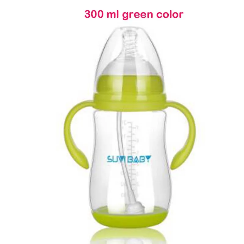 Suvi 300ml Green Антиколиковая BPA натуральная полипропиленовая бутылка 300 мл для младенцев Mamadeiras сок молоко вода бутылка гаррафа для кормления - Цвет: Suvi 300ml Green