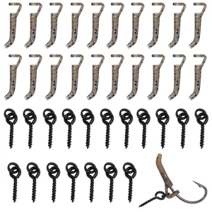 40Pcs Carp Fishing Tackle Including Carp Fishing Hook Sleeves Screw Peg With Ring Swivel Chod Rig Terminal Tackle Accessories
