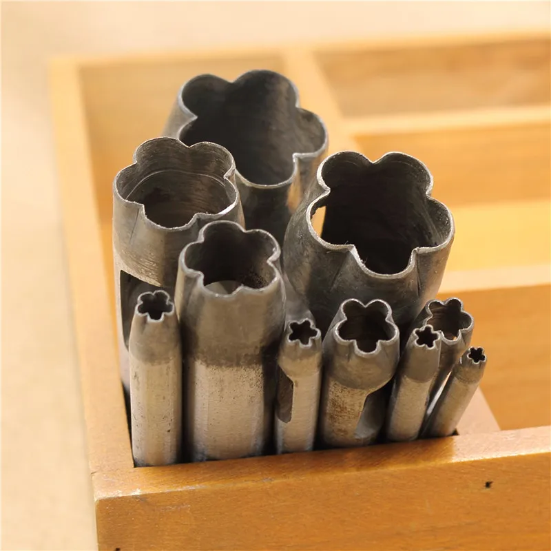 

leather craft Steel Hollow Punch Tool for Leather Plastic Wood Belt Hole Punch Five petals flower punch Leathercraft Tool 4-30mm