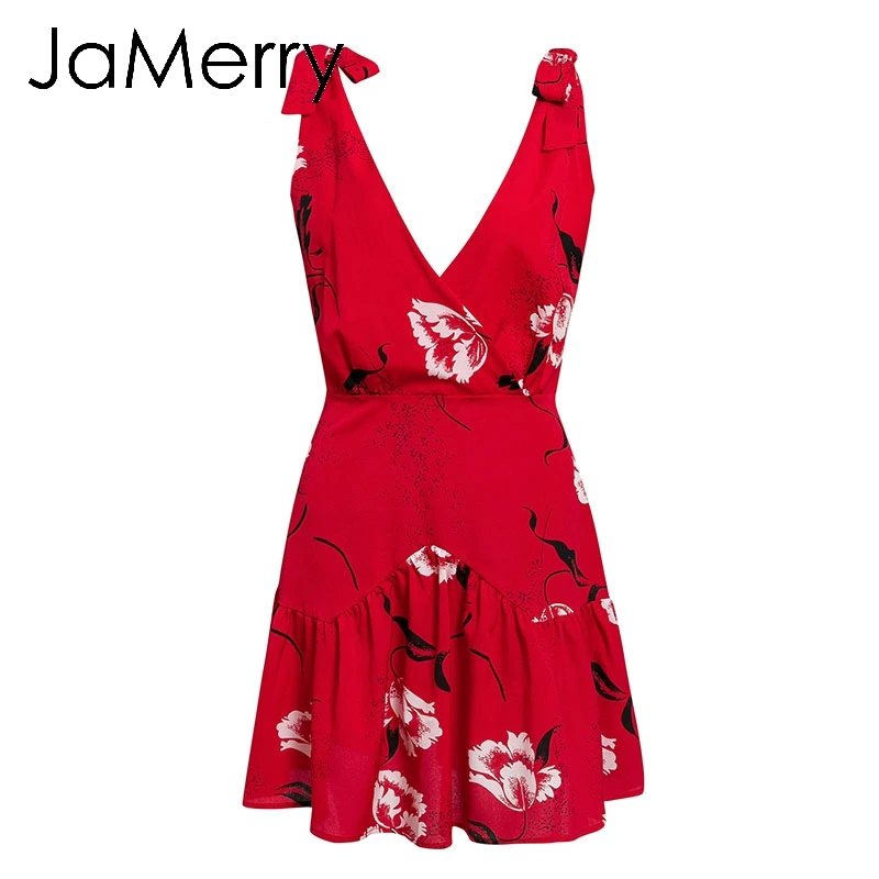 JaMerry Винтаж boho пикантные женские туфли с цветочным принтом короткое платье