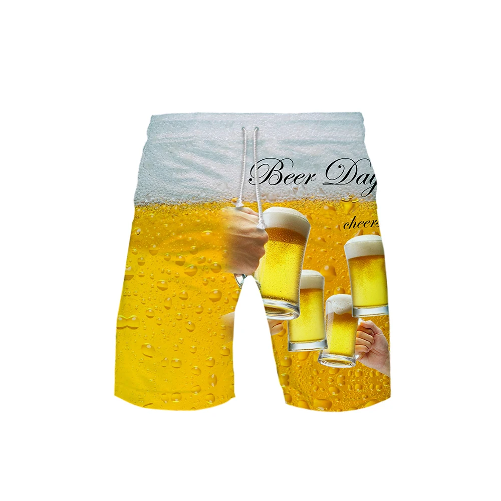 Мужские летние шорты повседневные с 3d рисунком пива спутник для питья счастливое