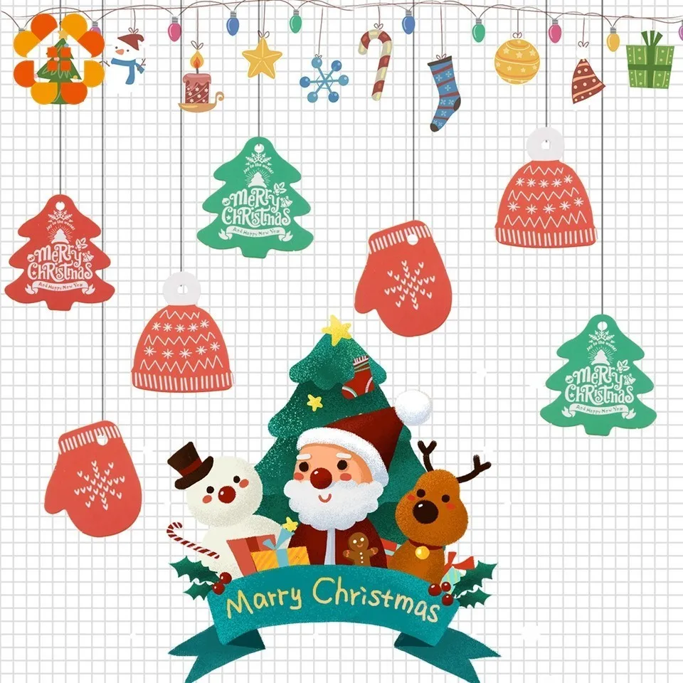 80 шт./лот Творческий красный зеленый Рождественская елка шляпа теги Подарочный