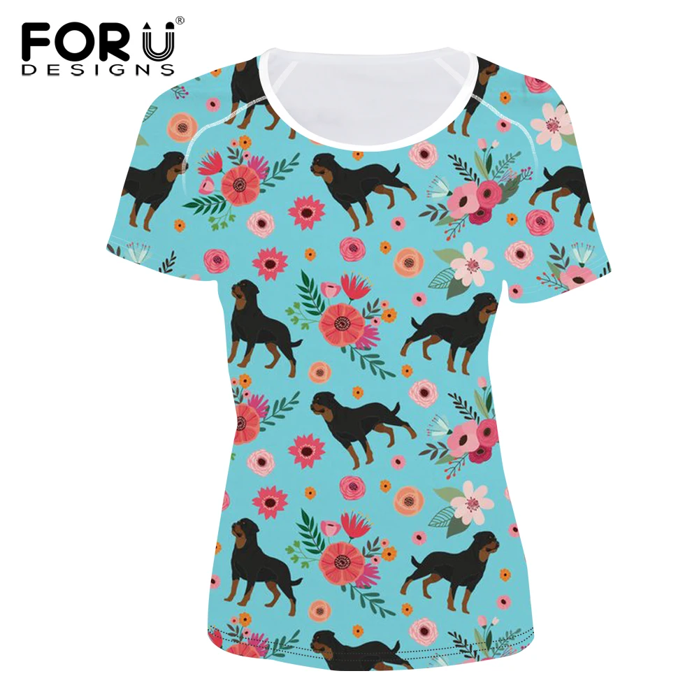 FORUDESIGNS/летнее платье с изображением собаки ротвейлера портрет футболка женская