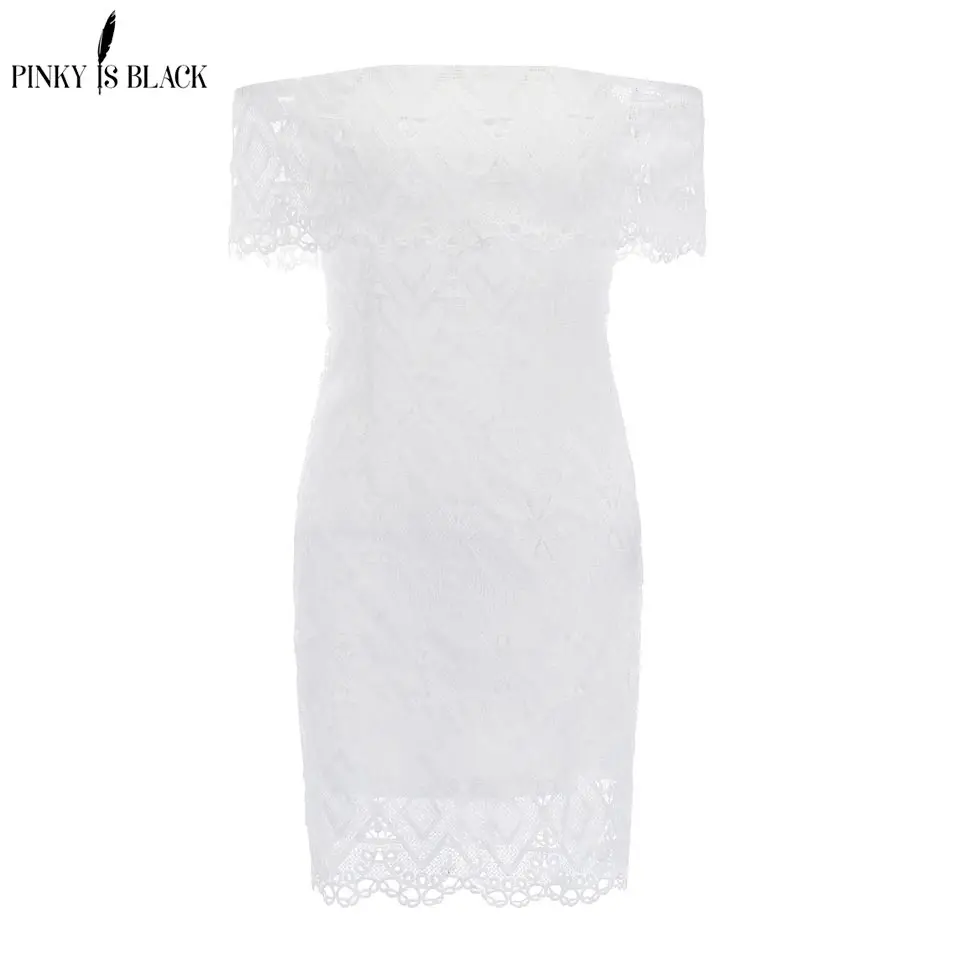 Розово Черное женское белое кружевное сексуальное облегающее платье однотонное