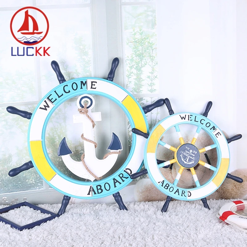 Деревянная модель руля корабля LUCKK 62 см 2 вида настенная подвеска с якорем