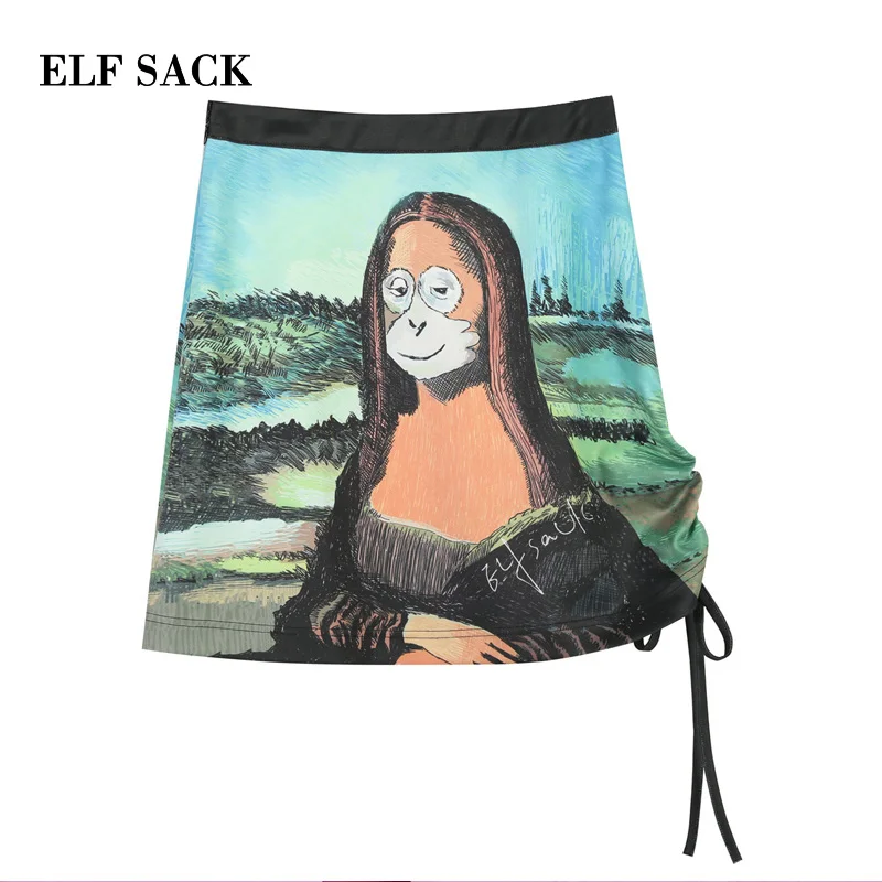 Женская юбка ELFSACK Повседневная мини длиной выше колена с принтом животных